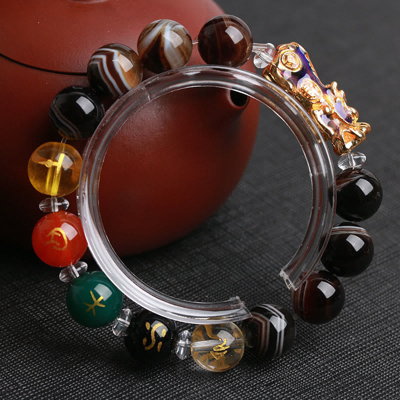 Buddha Stones Sardonyx Beads Five Elements Change Color Pi Xiu Positive Bracelet - image 1