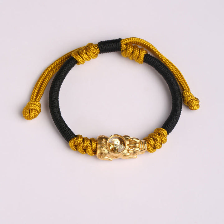 Buddha Stones Pi Xiu Wealth Luck Hand-woven Rope Bracelet - Black Yellow Rope(Wrist Circumference:14-24cm) - image 8