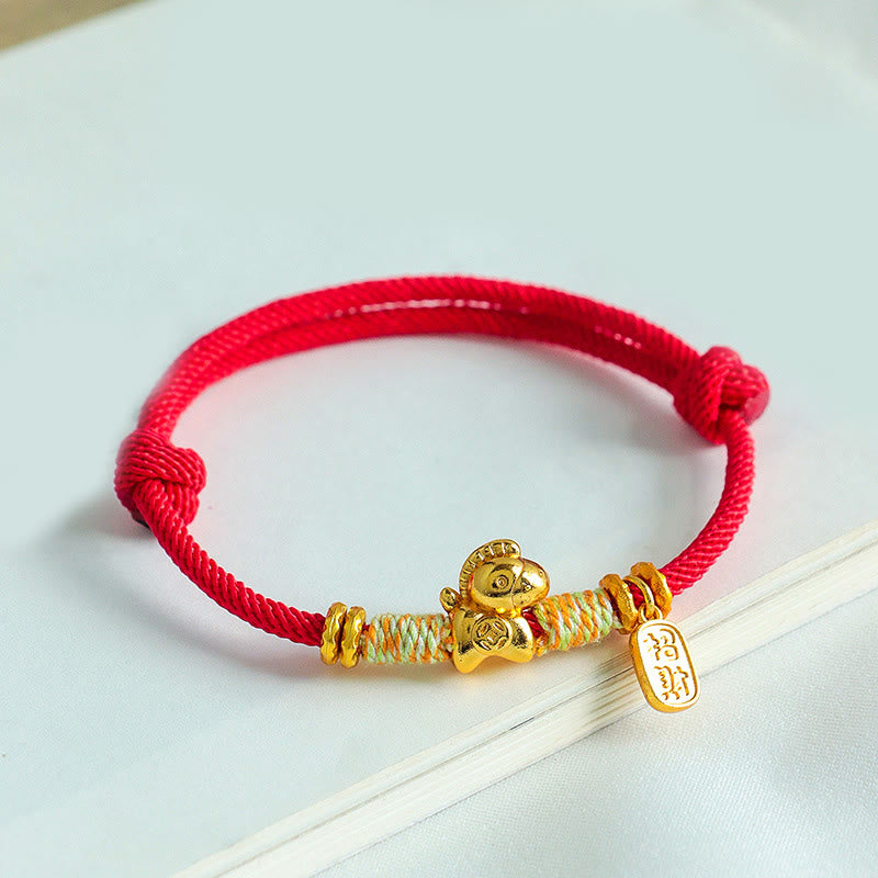 Buddha Stones Year Of The Horse Red String Black String Lucky Fortune Charm Braided Connection Bracelet - image 2