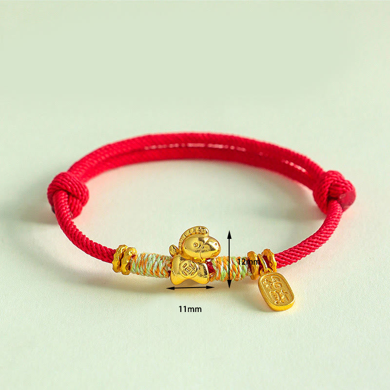 Buddha Stones Year Of The Horse Red String Black String Lucky Fortune Charm Braided Connection Bracelet - image 4