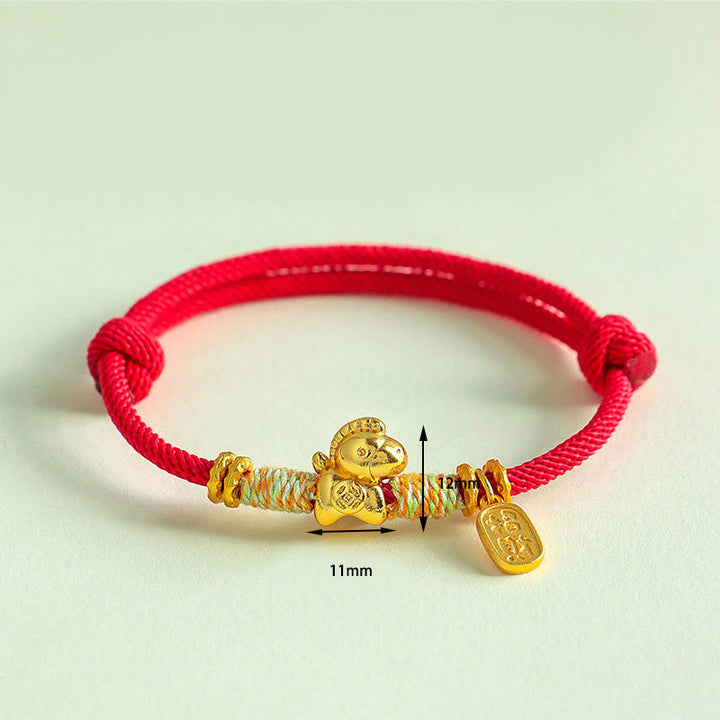 Buddha Stones Year Of The Horse Red String Black String Lucky Fortune Charm Braided Connection Bracelet - image 4