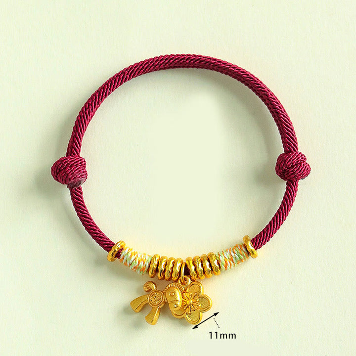 Buddha Stones Year Of The Horse Flower Charm Red String Connection Handmade Bracelet - image 10