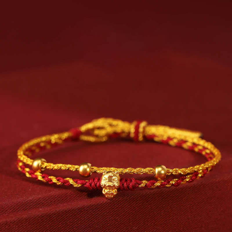 Buddha Stones 999 Gold Beads Year Of The Horse Double Wrap Golden Red String Luck Bracelet - image 10