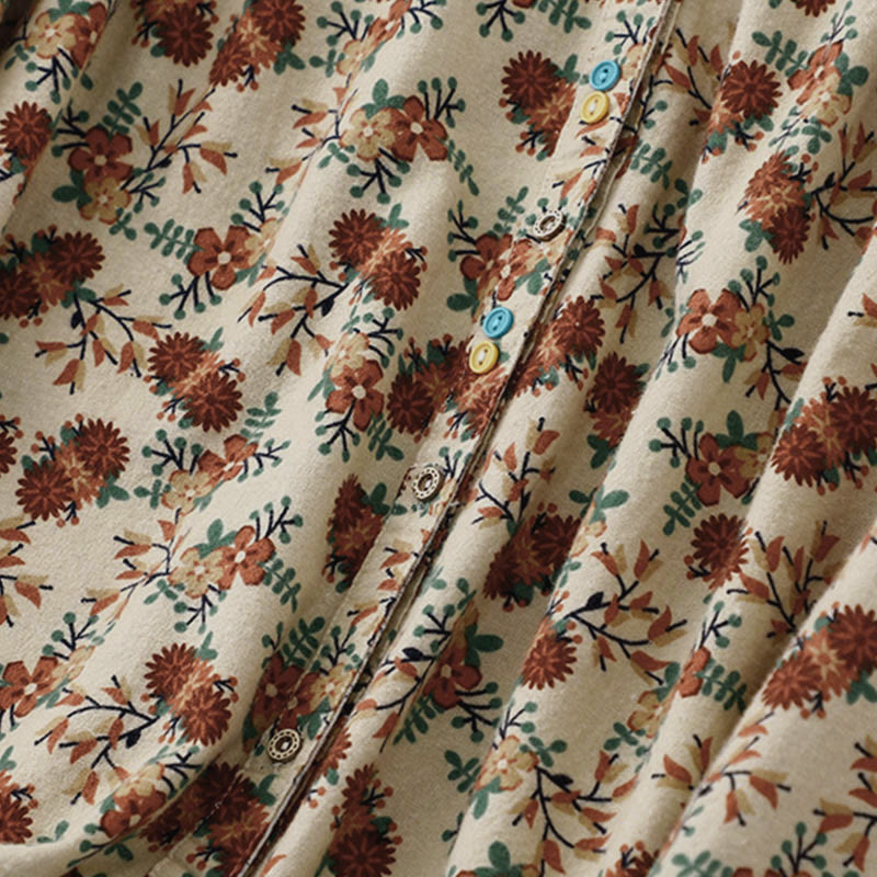 Buddha Stones Fall Floral Print Buttons Down Design Women's Cotton Long Sleeve Shirt - image 4