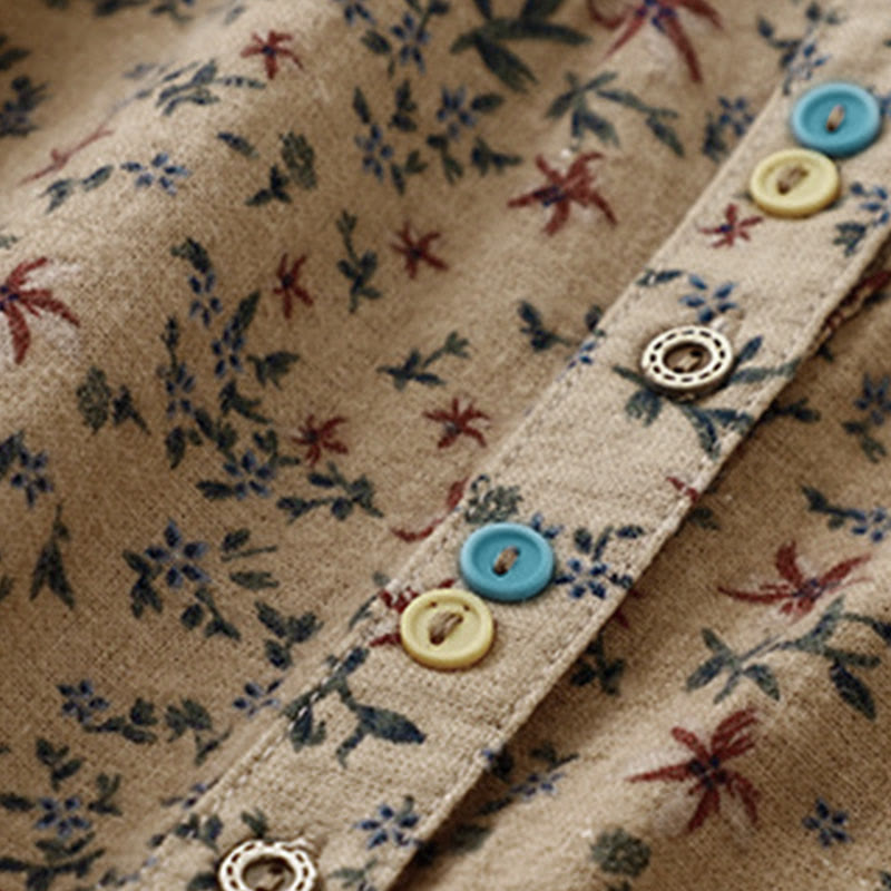 Buddha Stones Fall Floral Print Buttons Down Design Women's Cotton Long Sleeve Shirt - image 20