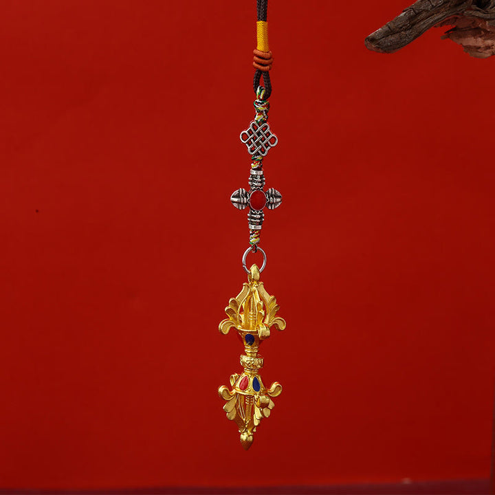 Buddha Stones Vajra Enlightenment Rope Key Chain - Gold - image 2