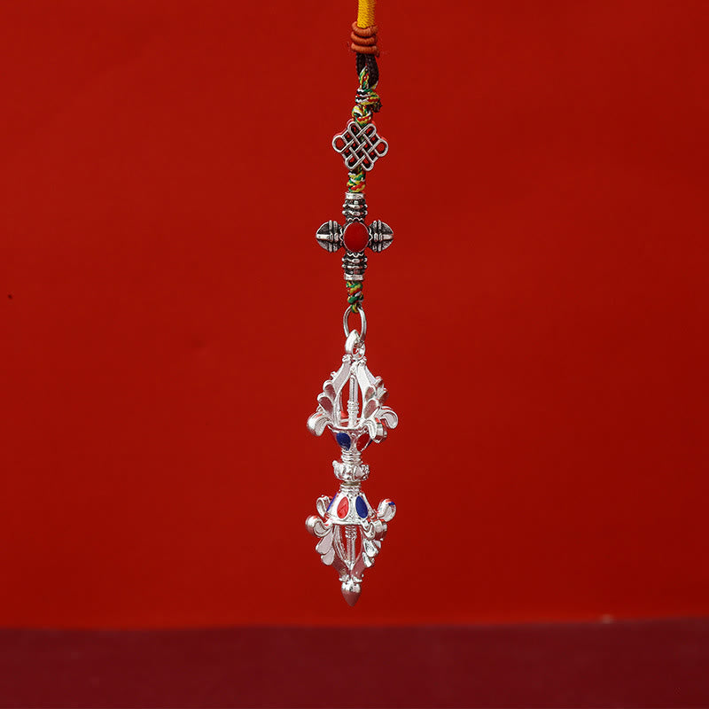 Buddha Stones Vajra Enlightenment Rope Key Chain - Silver - image 3