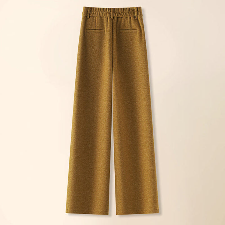 Buddha Stones Plain Button Cotton Thick Wool Women's Wide Leg Pants With Pockets - image 6