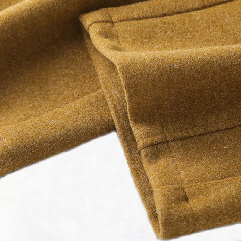 Buddha Stones Plain Button Cotton Thick Wool Women's Wide Leg Pants With Pockets - image 11