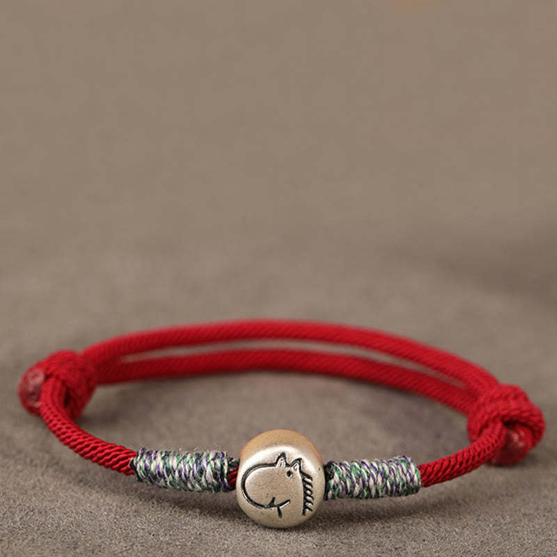 Buddha Stones 999 Sterling Silver Year Of The Horse Chinese Zodiac String Braided Luck Bracelet - image 5