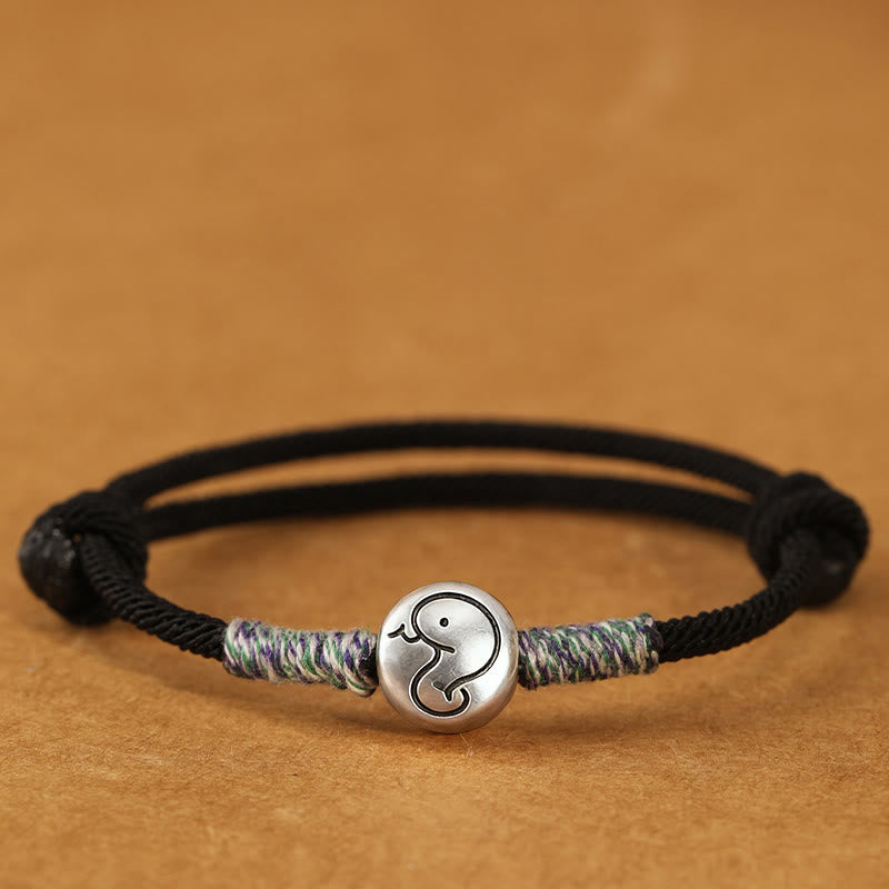 Buddha Stones 999 Sterling Silver Year Of The Horse Chinese Zodiac String Braided Luck Bracelet - Snake Black String - 19-23cm - image 48