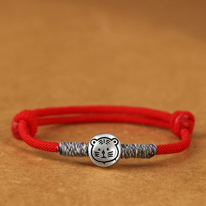Buddha Stones 999 Sterling Silver Year Of The Horse Chinese Zodiac String Braided Luck Bracelet - Tiger Red String - 19-23cm - image 31