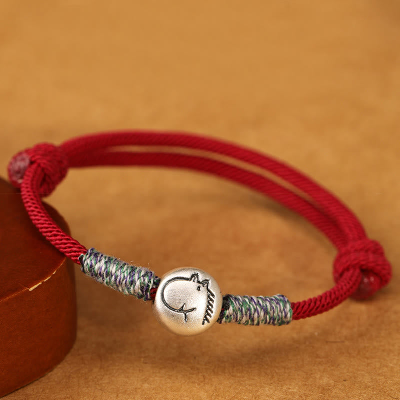 Buddha Stones 999 Sterling Silver Year Of The Horse Chinese Zodiac String Braided Luck Bracelet - image 3