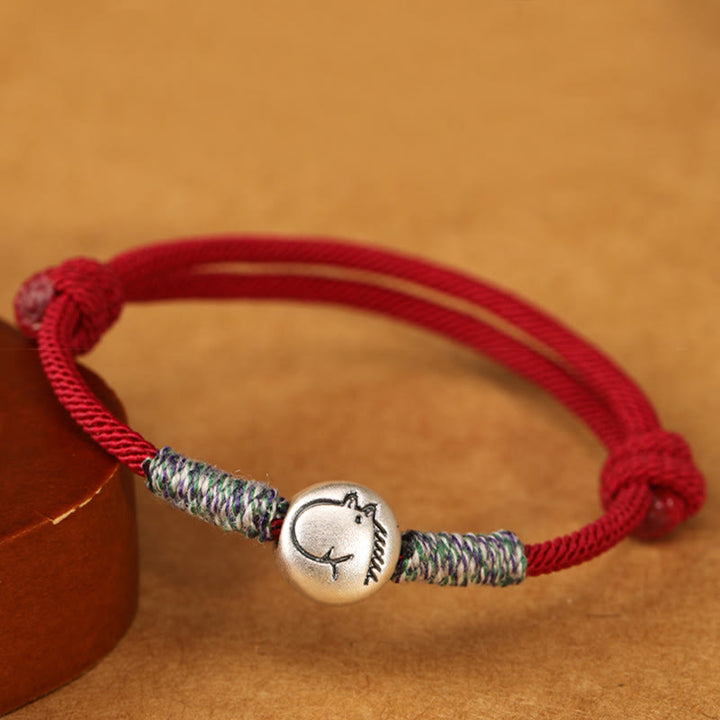 Buddha Stones 999 Sterling Silver Year Of The Horse Chinese Zodiac String Braided Luck Bracelet - image 3