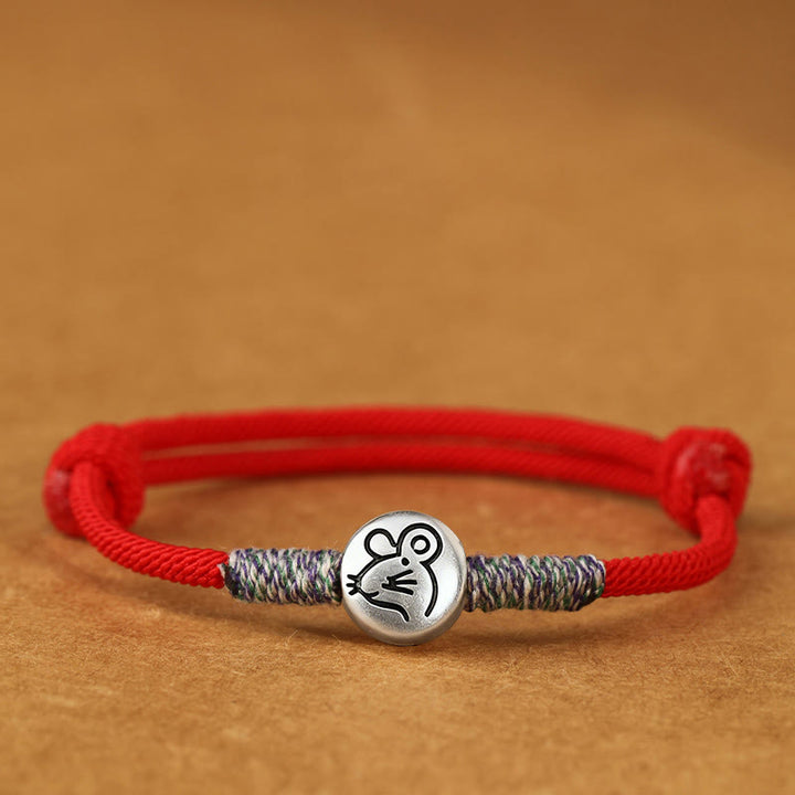 Buddha Stones 999 Sterling Silver Year Of The Horse Chinese Zodiac String Braided Luck Bracelet - Rat Red String - 19-23cm - image 29