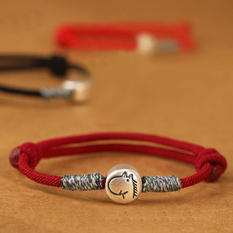Buddha Stones 999 Sterling Silver Year Of The Horse Chinese Zodiac String Braided Luck Bracelet - image 4
