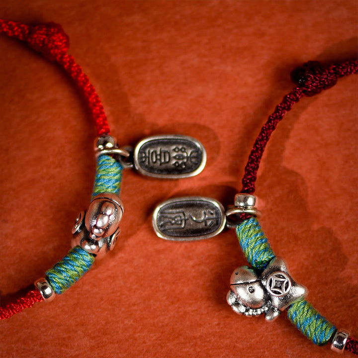 Buddha Stones 999 Sterling Silver Year Of The Horse 925 Sterling Silver Peace And Joy Charm String Braided Luck Bracelet Anklet - image 19
