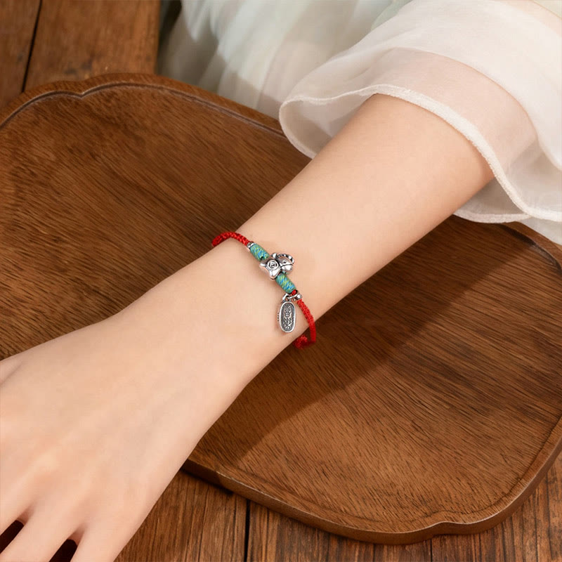 Buddha Stones 999 Sterling Silver Year Of The Horse 925 Sterling Silver Peace And Joy Charm String Braided Luck Bracelet Anklet - image 9