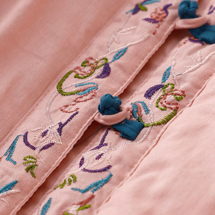 Buddha Stones Winter Flower Embroidery Frog-Button Long Sleeve Women's Thermal Jacket - image 11