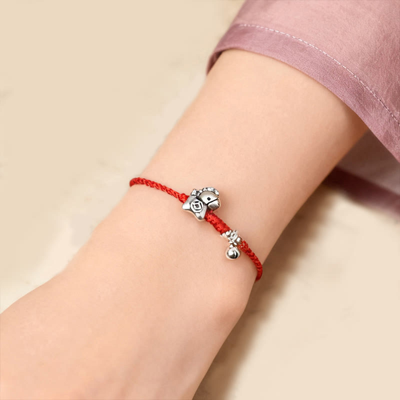 Buddha Stones 999 Sterling Silver Year Of The Horse 925 Sterling Silver Bell String Luck Child Adult Bracelet Anklet - image 12