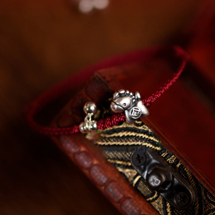 Buddha Stones 999 Sterling Silver Year Of The Horse 925 Sterling Silver Bell String Luck Child Adult Bracelet Anklet - image 10