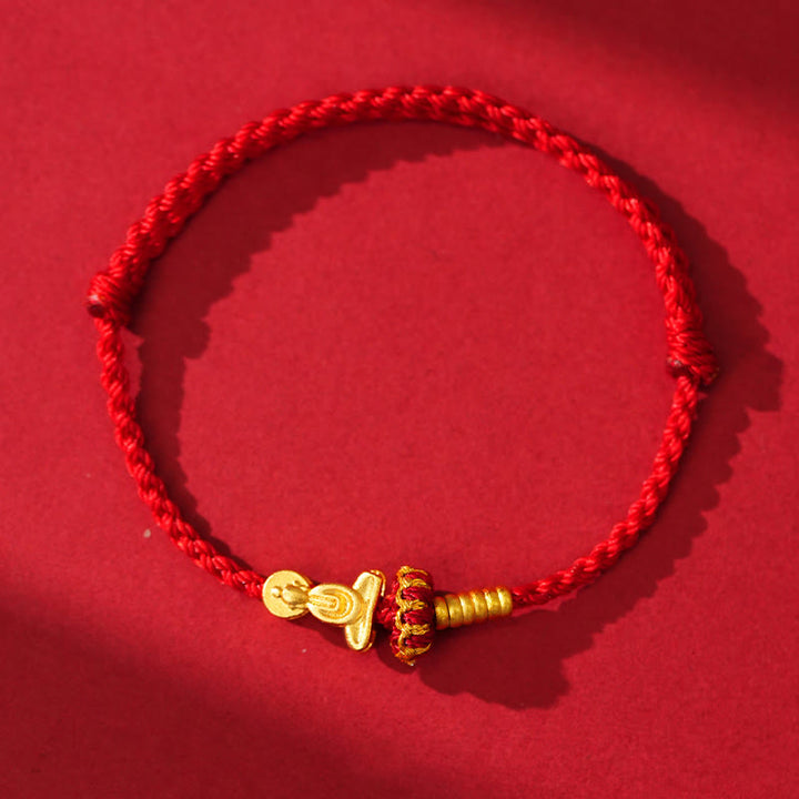 Buddha Stones Formless Buddha Lotus Knot Red String Protection Braided Bracelet - Darkred String(Wrist Circumference: 14-18cm) - image 1
