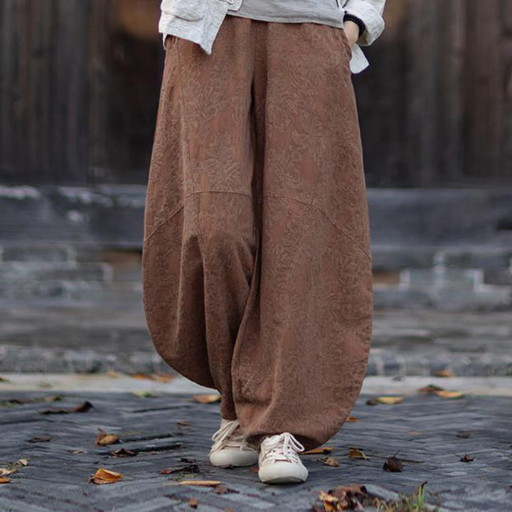 Buddha Stones Fall Jacquard Women's Frog-Button Long Sleeve Shirt Pants Cotton Linen Clothing - Brown Pants - US4-6，UK/AU8-10，EU36-38 (F) - image 36