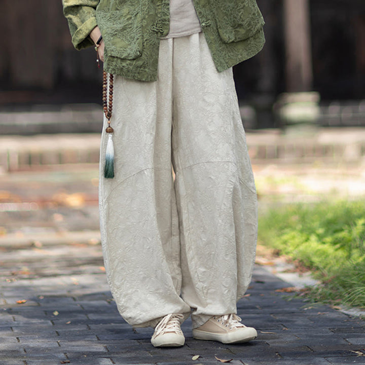 Buddha Stones Fall Jacquard Women's Frog-Button Long Sleeve Shirt Pants Cotton Linen Clothing - image 30