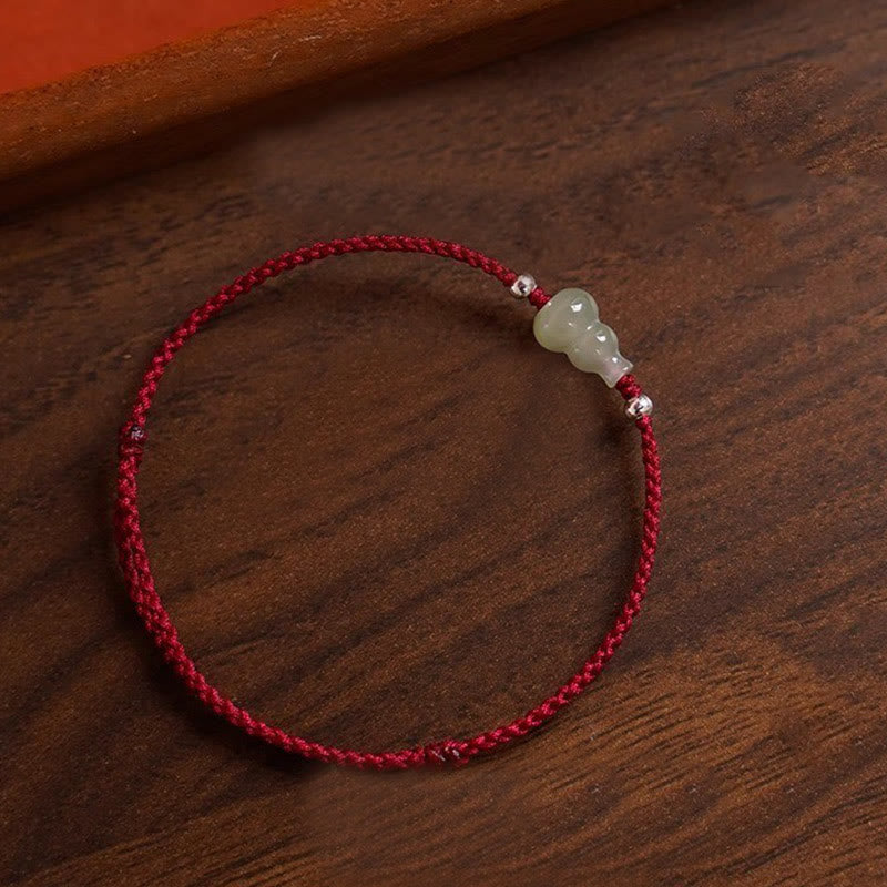 Buddha Stones Gourd Hetian Jade Red String Prosperity Bracelet Anklet - image 3