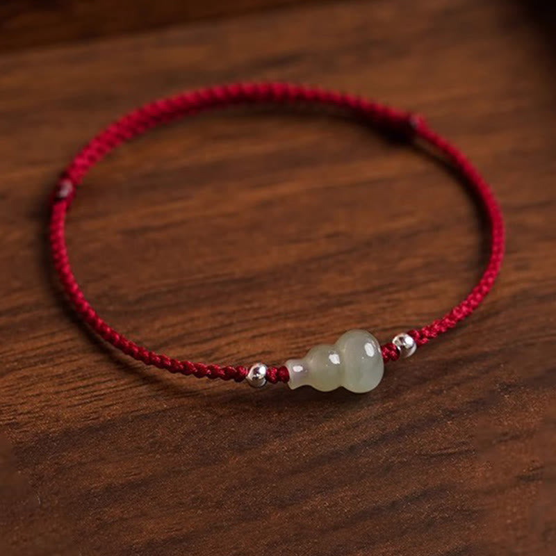 Buddha Stones Gourd Hetian Jade Red String Prosperity Bracelet Anklet - image 4