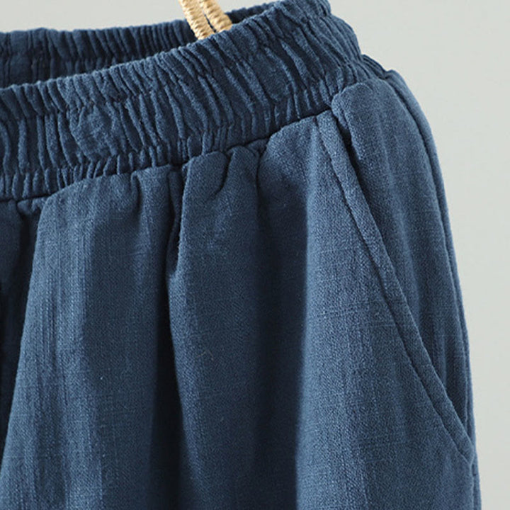 Buddha Stones Winter Elastic Waist Frog-Button Design Cotton Thermal Women's Straight Leg Pants With Pockets - image 3