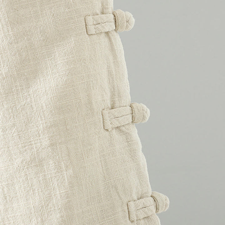 Buddha Stones Winter Elastic Waist Frog-Button Design Cotton Thermal Women's Straight Leg Pants With Pockets - image 16