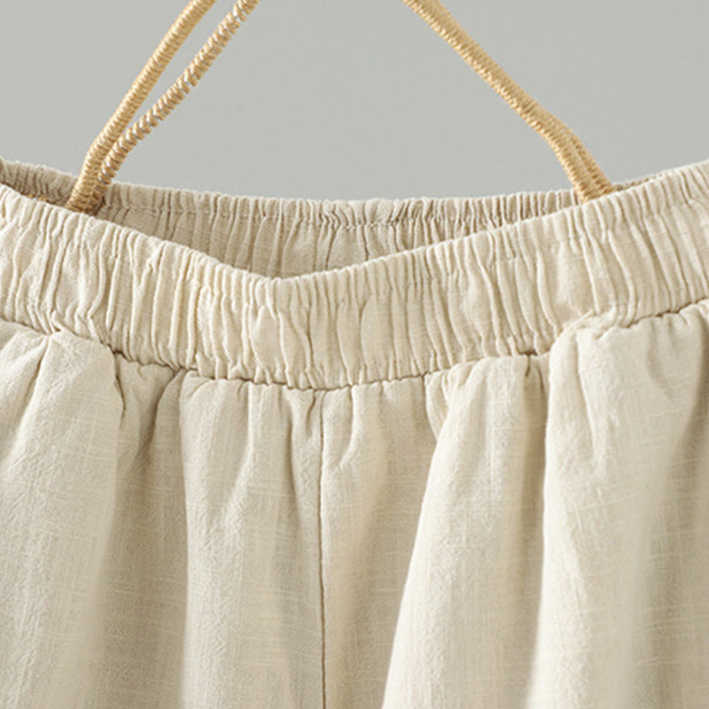 Buddha Stones Winter Elastic Waist Frog-Button Design Cotton Thermal Women's Straight Leg Pants With Pockets - image 9