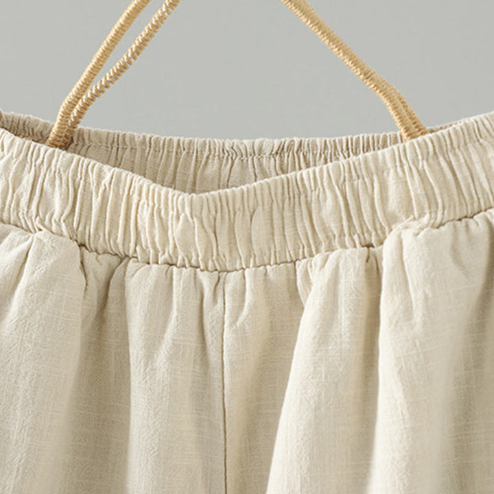 Buddha Stones Winter Elastic Waist Frog-Button Design Cotton Thermal Women's Straight Leg Pants With Pockets - image 9