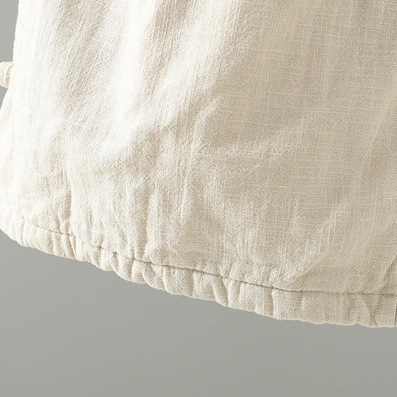 Buddha Stones Winter Elastic Waist Frog-Button Design Cotton Thermal Women's Straight Leg Pants With Pockets - image 17