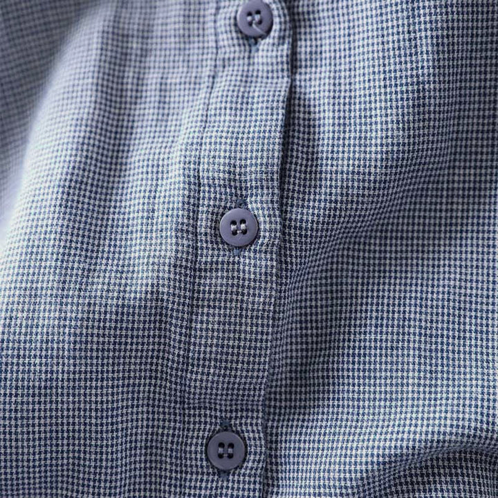 Buddha Stones Fall Small Plaid Button Down Ruffle Collar Long Sleeve Women's Cotton Shirt - image 7