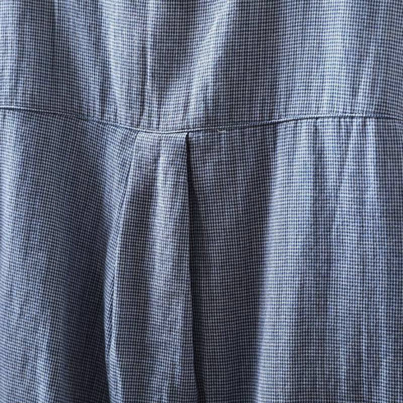 Buddha Stones Fall Small Plaid Button Down Ruffle Collar Long Sleeve Women's Cotton Shirt - image 6