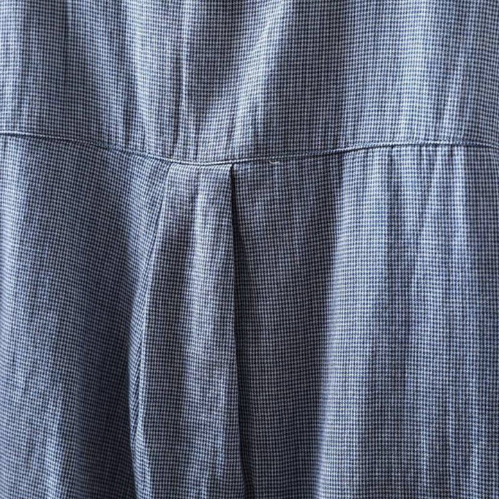 Buddha Stones Fall Small Plaid Button Down Ruffle Collar Long Sleeve Women's Cotton Shirt - image 6