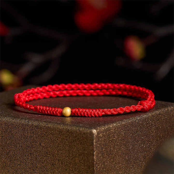 Buddha Stones "A Simple Wish for You" 925 Sterling Silver Plated Gold Single Bead Red Rope Bracelet Anklet Includes Gift Message Card - image 18