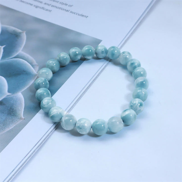 Buddha Stones Natural Larimar Wisdom Confidence Bracelet - Grade B - 14mm(Wrist Circumference 14-16cm) - image 10