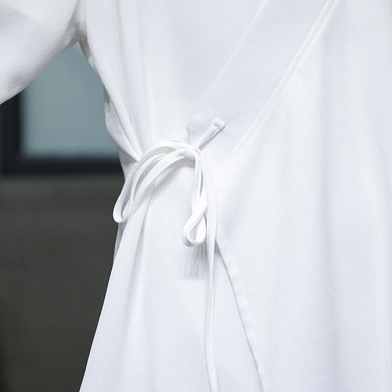 Buddha Stones 2Pcs Fall Lace-up Bamboo Embroidery Cotton Kimono Ankle-Length Pants With Pockets Men's Meditation Cloth Set - image 18