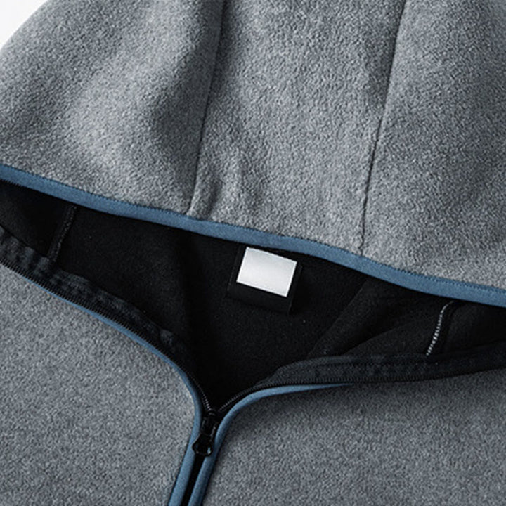 Buddha Stones Fall Winter Zipper Design Fleece Lined Long Sleeve Cotton Men's Hoodie - image 2