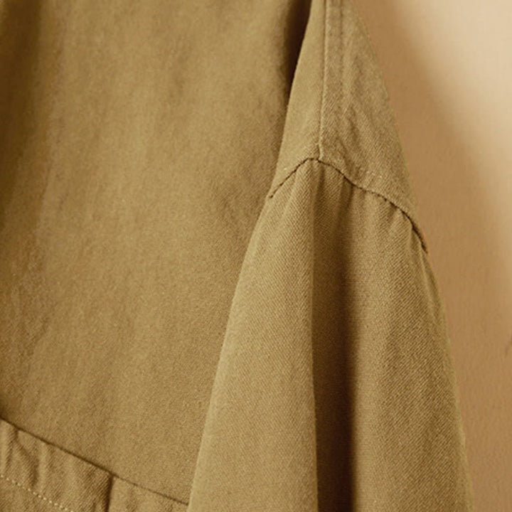 Buddha Stones Casual Buttons Design Women's Stand Collar Long Sleeve Cotton Shirt - image 8