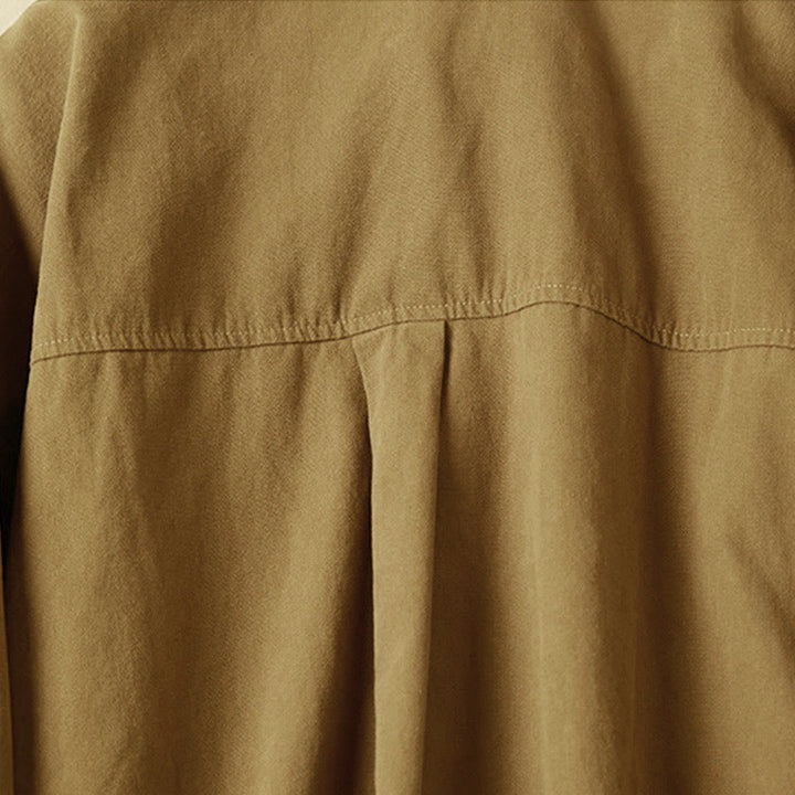 Buddha Stones Casual Buttons Design Women's Stand Collar Long Sleeve Cotton Shirt - image 14