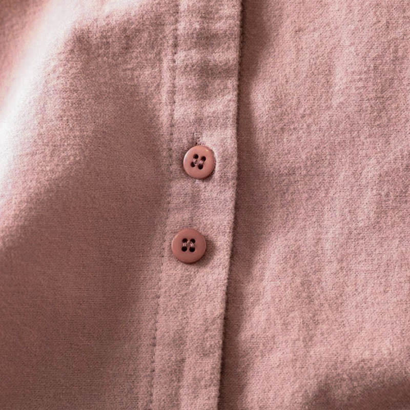 Buddha Stones Fall Solid Color Button Down Stand Collar Long Sleeve Women's Cotton Shirt - image 11