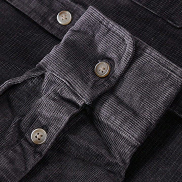Buddha Stones Casual Corduroy Solid Color Men's Long Sleeve Cotton Thickened Jacket With Pockets - image 4