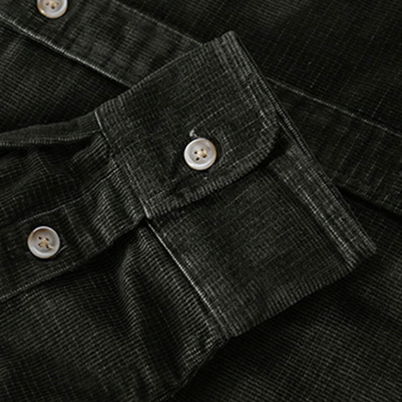Buddha Stones Casual Corduroy Solid Color Men's Long Sleeve Cotton Thickened Jacket With Pockets - image 6