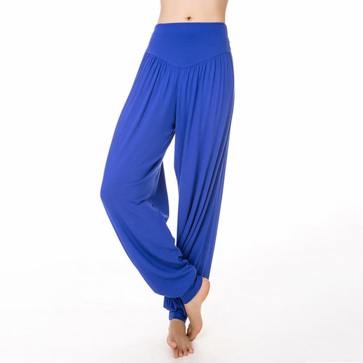 Buddha Stones Plain Color Loose Modal Yoga Dance Harem Pants - RoyalBlue - US12，UK/AU16，EU44 (3XL) - image 27