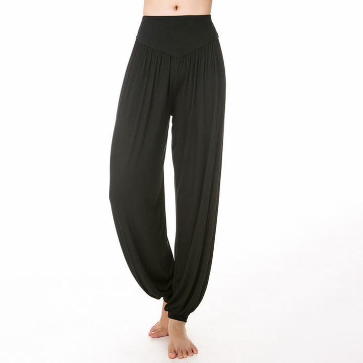 Buddha Stones Plain Color Loose Modal Yoga Dance Harem Pants - image 5