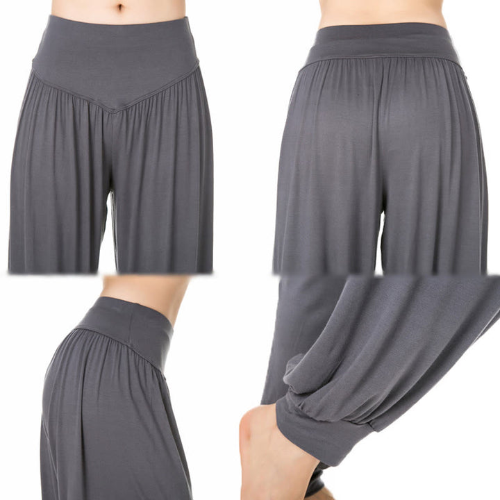 Buddha Stones Plain Color Loose Modal Yoga Dance Harem Pants - image 15
